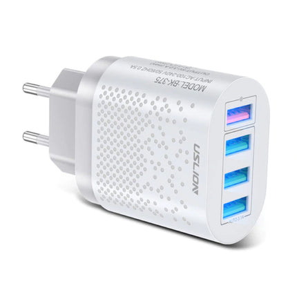 Quad 4x Port 48W USB Stekkerlader - Quick Charge 3.0 Muur Oplader Wallcharger AC Thuislader Adapter Wit