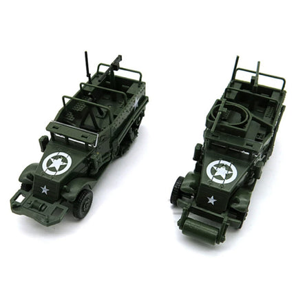 1:72 M3A1 Half-Track Jeep Bouwkit - Amerikaanse Leger Wagen Plastic Hobby Doe-het-zelf Model Groen