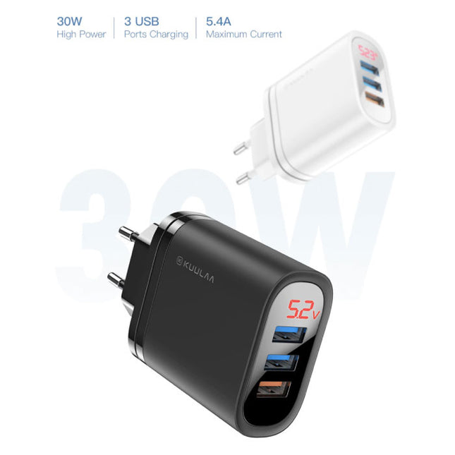 Qualcomm Quick Charge 3.0 Triple 3x Port USB Muur Oplader Wallcharger AC Thuislader Stekkerlader Adapter