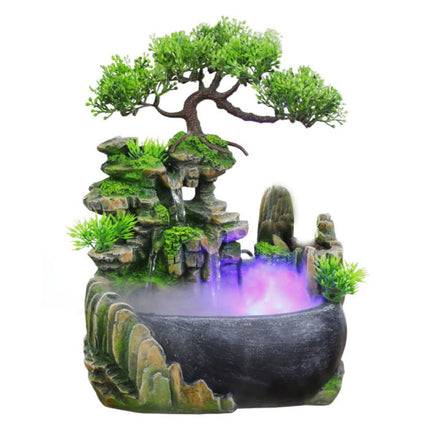 Sier Waterval Feng Shui met LED Mist - LED Fontein Decor Ornament