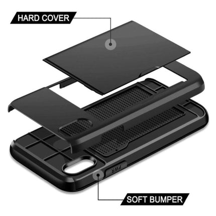 iPhone XS - Wallet Card Slot Cover Case Hoesje Business Roze