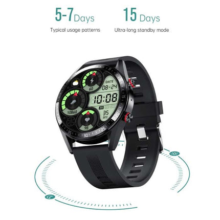 Smartwatch met Bloeddrukmeter en Zuurstofmeter - Fitness Sport Activity Tracker Horloge iOS Android - Leren Bandje Oranje