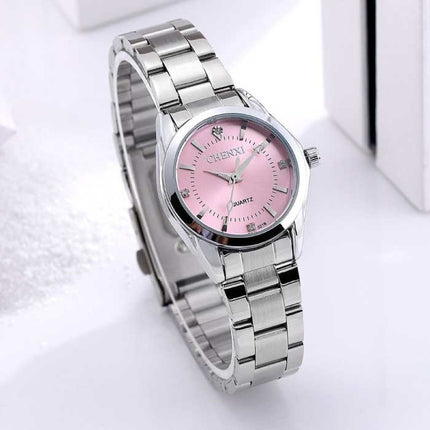 Luxe Horloge voor Dames - Waterdicht Stras Horloge Roestvrij Stalen Armband Roze