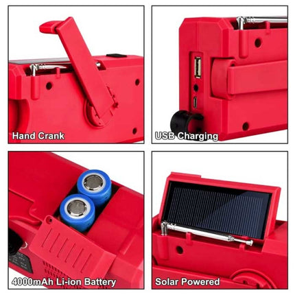 4000mAh Radio Powerbank op Zonne-energie met Dynamo - Ingebouwde Zaklamp - FM/AM Externe Noodaccu Batterij Oplader Charger Geel