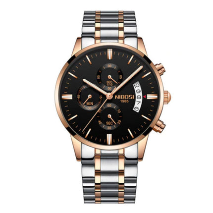 Staal Horloge voor Heren - Luxe Bandje Anoloog Uurwerk voor Mannen Kwarts Zilver