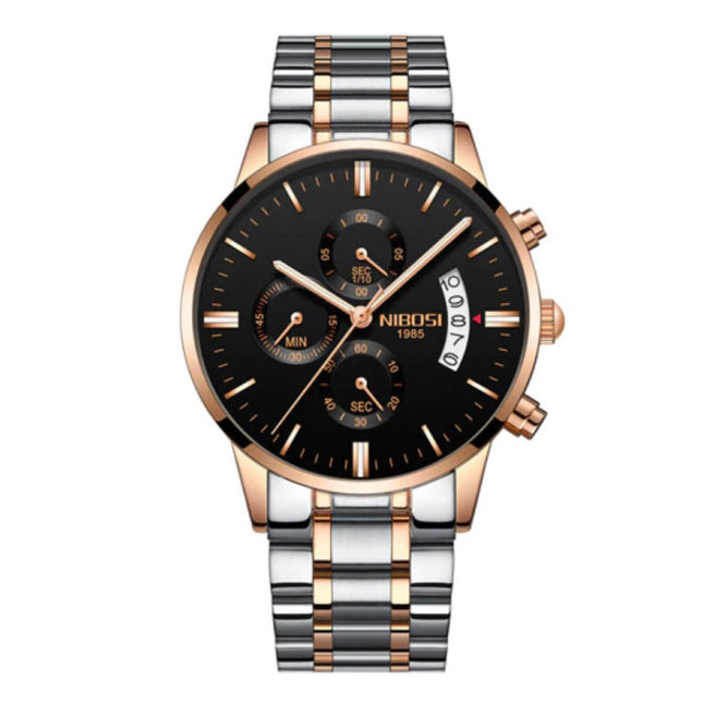 Staal Horloge voor Heren - Luxe Bandje Anoloog Uurwerk voor Mannen Kwarts Zilver