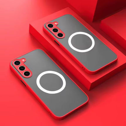Matte Magnetisch Hoesje voor Samsung Galaxy S22 Ultra - Draadloos Opladen Cover - Rood