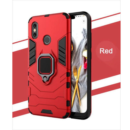 Xiaomi Redmi 7 Hoesje  - Magnetisch Shockproof Case Cover Cas TPU Rood + Kickstand