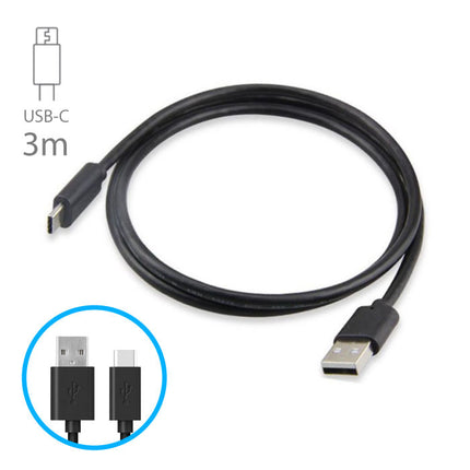 USB - USB-C Oplaadkabel Oplader Data Kabel Data Android 3 Meter Zwart