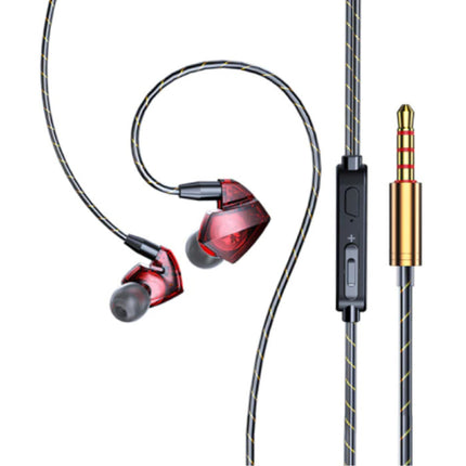 T06 Oordopjes met Microfoon en Muziek Beheer - 3.5mm AUX Oortjes Wired Earphones Oortelefoon Volumebeheer Rood
