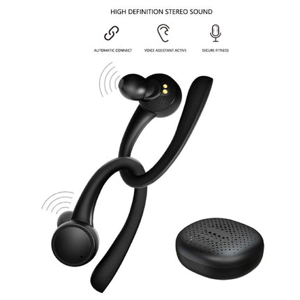 Sport TWS Draadloze Smart Touch Control Koptelefoon Bluetooth 5.0 In-Ear Draadloze Buds Koptelefoon Oordopjes 400 mAh Zwart