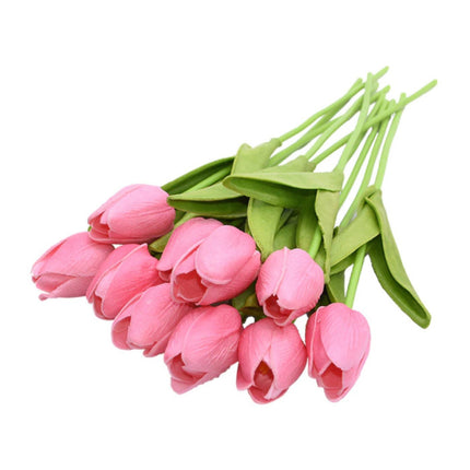 Kunst Boeket - Tulpen Zijden Bloemen Tulp Luxe Boeketten Decor Ornament Roze