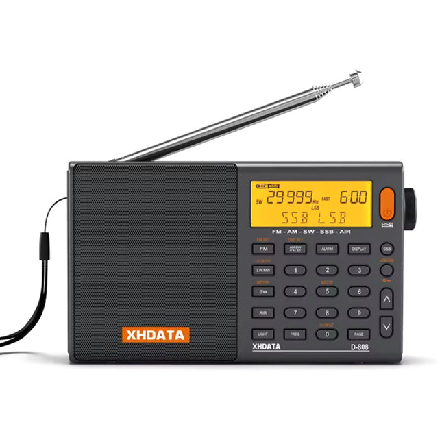 D-808 Noodradio op Batterij - USB Herlaadbaar 2000mAh - FM AM SW MW Radio Ontvanger - Zwart 