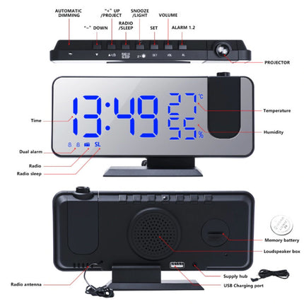 Multifunctionele Digitale LED Klok - Wekker Spiegel Alarm Snooze Helderheid Aanpassing Wit