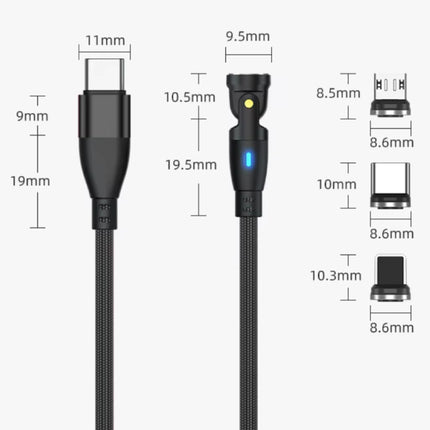 USB Type C naar USB Type C Magnetische Oplaadkabel - 1 Meter - 100W USB-C Fast Charging Oplader Data Kabel - Groen