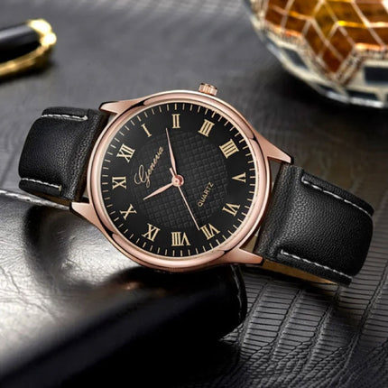 Klassiek Horloge voor Heren - Kwarts Uurwerk Leren Bandje Oranje