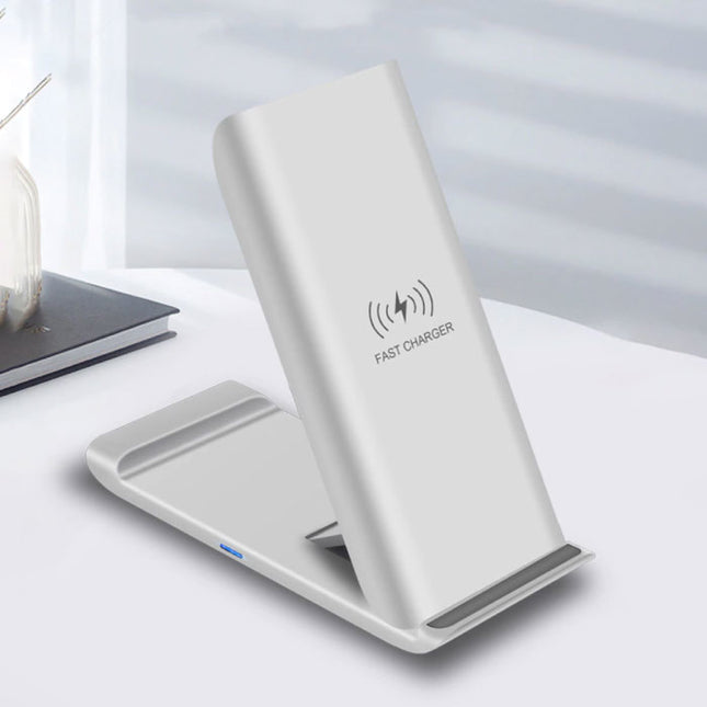 Qi Draadloze Oplader Bureau Standaard 15W - Type C Universeel Telefoonhouder Wireless Charging Pad Wit