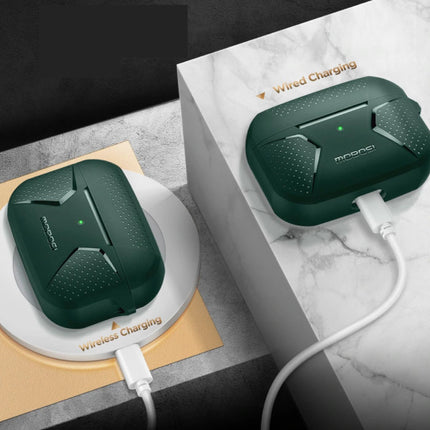 Shockproof Hoesje voor AirPods Pro met Karabijnhaak - AirPod Case Cover Skin - Groen
