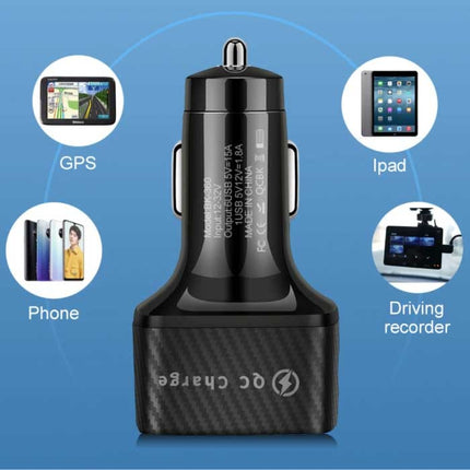 45W Autolader met 6 Poorten  - Quick Charge 3.0 / 3.1A - Fast Charge Oplader Auto Lader Zwart