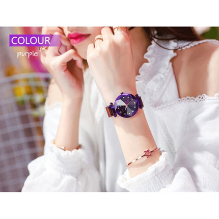 Starry Night Horloge Dames - Luxe Anoloog Kwarts Uurwerk voor Vrouwen Paars