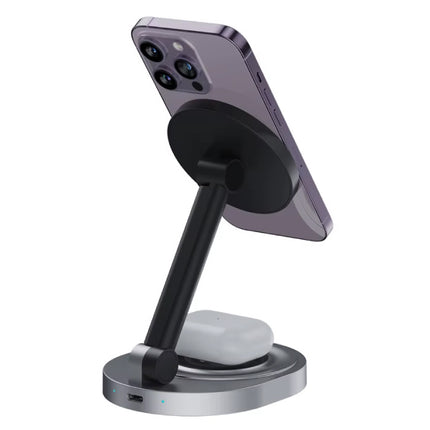2 in 1 Magnetisch Oplaadstation - Compatibel met Apple iPhone / iWatch / AirPods -  Charging Dock 15W Oplader - Zwart