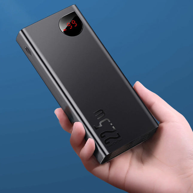 Powerbank met PD Poort 30.000mAh Triple 3x USB Poort  - LED Display Externe Noodaccu Batterij Oplader Charger Zwart