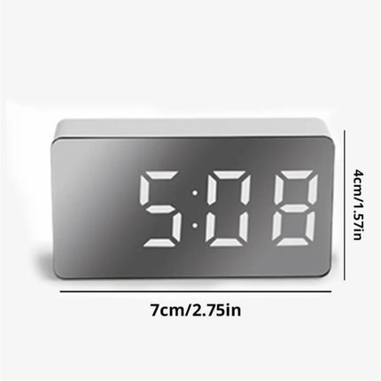 Spiegel Alarm Klok - LED Snooze Wekker Nachtlampje - Wit