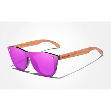 Luxe Zonnebril met Houten Montuur - UV400 en Polarisatie Filter voor Vrouwen - Roze