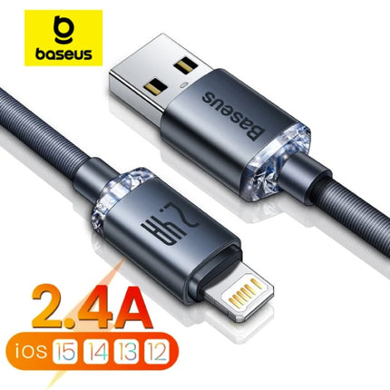 USB Oplaadkabel voor iPhone Lightning - 1.2 Meter - Gevlochten Nylon - Tangle Resistant Oplader Data Kabel Lichtblauw