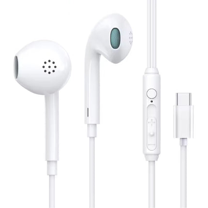 F20 Oordopjes met Microfoon en Controls - USB Type C Oortjes Volumebeheer Bedrade Oortelefoon - Wit