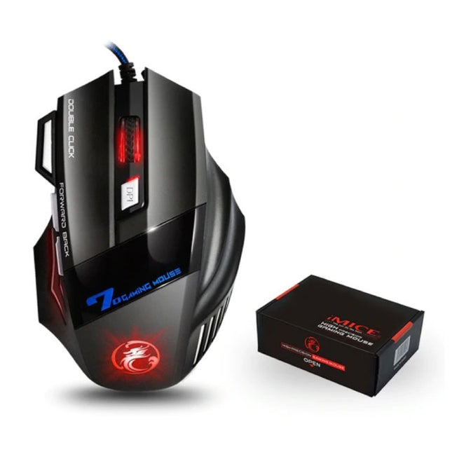 X7 Optische Gaming Muis Bedraad - Rechtshandig en Ergonomisch met DPI Aanpassing - 5500 DPI - 7 Knoppen - Zwart