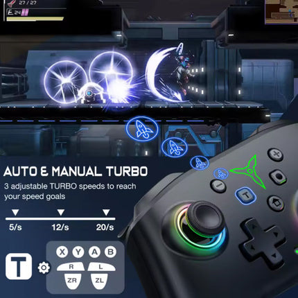 Q218 RGB Gaming Controller voor Nintendo Switch / PC - Gamepad Bedraad - Zwart