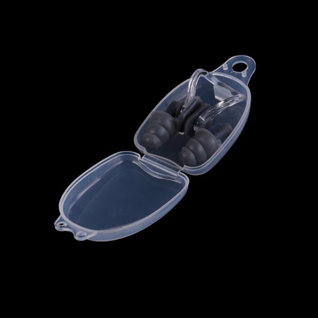 Siliconen Oorplugs met Neusklem / Neus Clip - Oordopjes Earplugs voor Zwemmen Neusknijper - Grijs