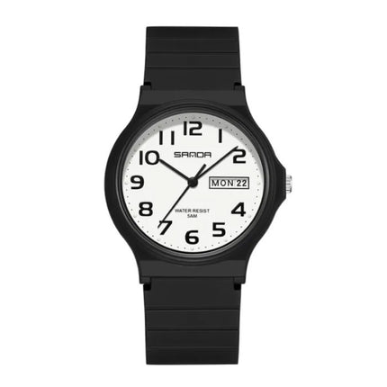 9072 Siliconen Horloge - Kwarts Polshorloge TPU Bandje 5 ATM Waterdicht - Zwart