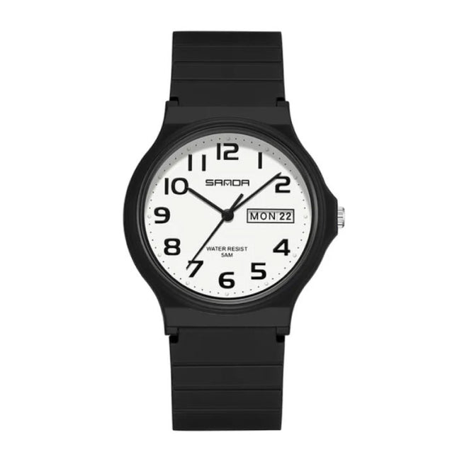 9072 Siliconen Horloge - Kwarts Polshorloge TPU Bandje 5 ATM Waterdicht - Zwart