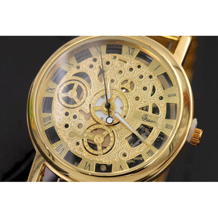 Mechanisch Hol Ontwerp Horloge Unisex - Zakelijk Mode Roestvrij Staal Luxe Polshorloge Goud