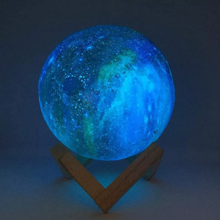 3D RGB Sterren Maan Galaxy Lamp 20cm met Afstandsbediening - Sfeerlamp Tafellamp Sterrenhemel Projector