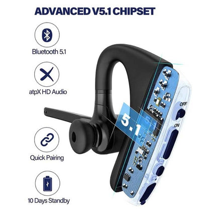 K18 Draadloze Business Headset - Handsfree Oordopje One Click Control TWS Oortje Bluetooth 5.0 Oortelefoon Zwart
