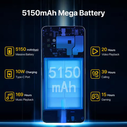 A11 Pro Max Smartphone - 6.8" FHD+ Display - 4 GB RAM - 128 GB Opslag - 48 MP Camera - 5150mAh Batterij - Blauw 