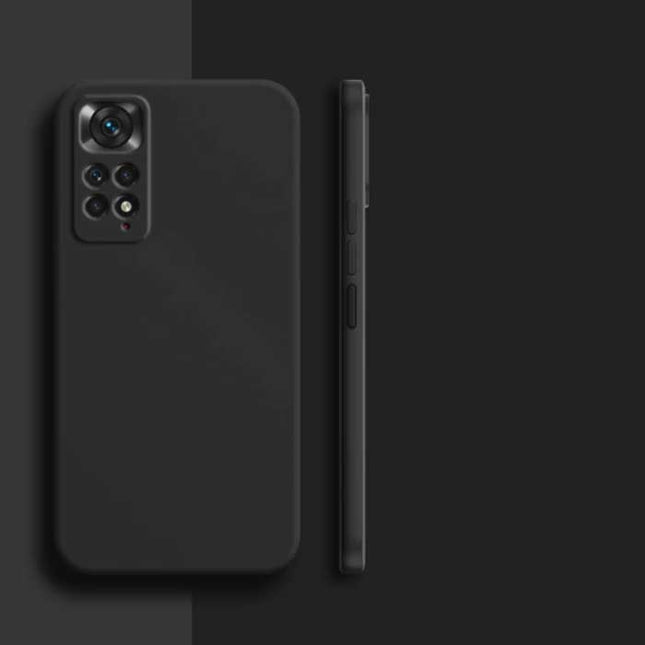 Xiaomi Redmi Note 10 5G Square Silicone Hoesje - Zachte Matte Case Liquid Cover Zwart