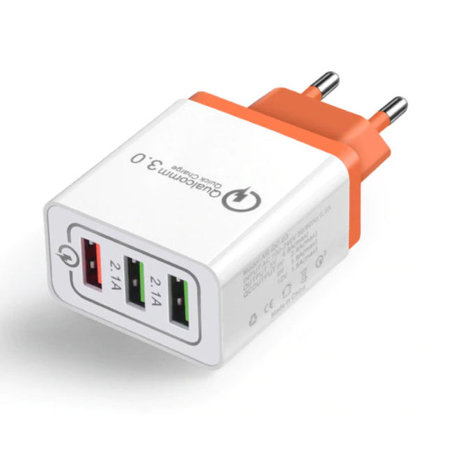 Qualcomm Quick Charge 3.0 Triple (3x) USB Port iPhone/Android Muur Oplader Wallcharger Oranje