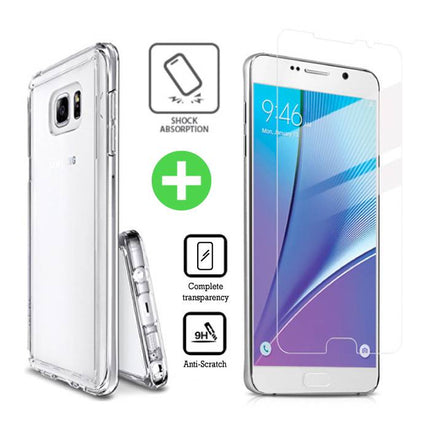 Samsung Galaxy Note 5 Transparant TPU Hoesje + Screen Protector Tempered Glass