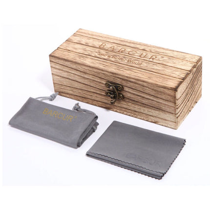 Zonnebril Walnoot met Houten Kistje - UV400 en Polaroid Filter voor Mannen en Vrouwen - Blauw