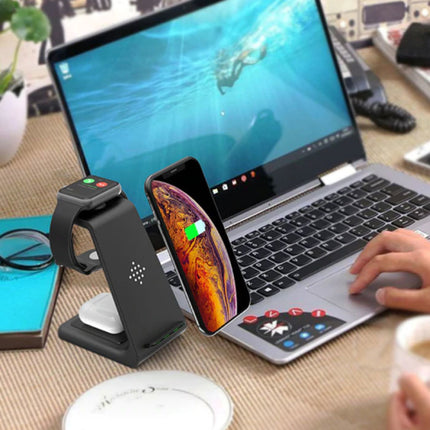 3 in 1 Oplaadstation voor Apple iPhone / iWatch / AirPods -  Charging Dock 18W Wireless Pad Zwart