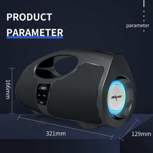 Zealot P1 Bluetooth 5.0 Soundbox Draadloze Luidspreker Externe Wireless Speaker Zwart