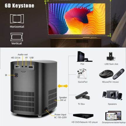 X20 Projector - 250 ANSI Lumen - Android Beamer Home Media Speler Zwart