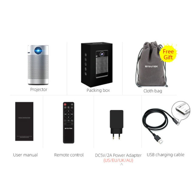 P7 Bluetooth Projector en Speaker - 8GB Versie Android LED Beamer Home Media Speler Theater Cinema Zilver