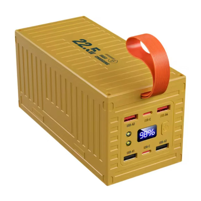 60.000mAh Powerbank met 5 Oplaadpoorten (USB, USB-C) - LED Display & Ingebouwde Zaklamp - 22.5W Batterij Oplader - Geel