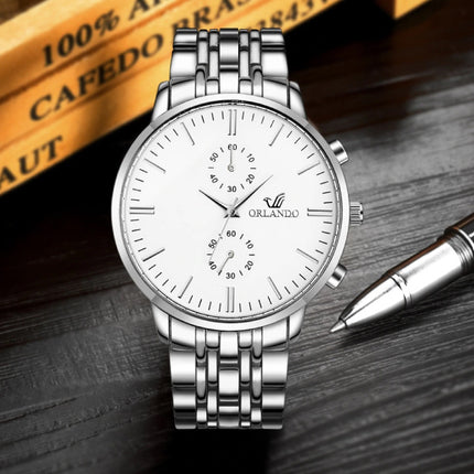 Staal Horloge voor Heren - Leren Bandje Anoloog Luxe Uurwerk voor Mannen Kwarts