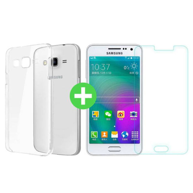 Samsung Galaxy J5 Prime 2016 Transparant TPU Hoesje + Screen Protector Tempered Glass
